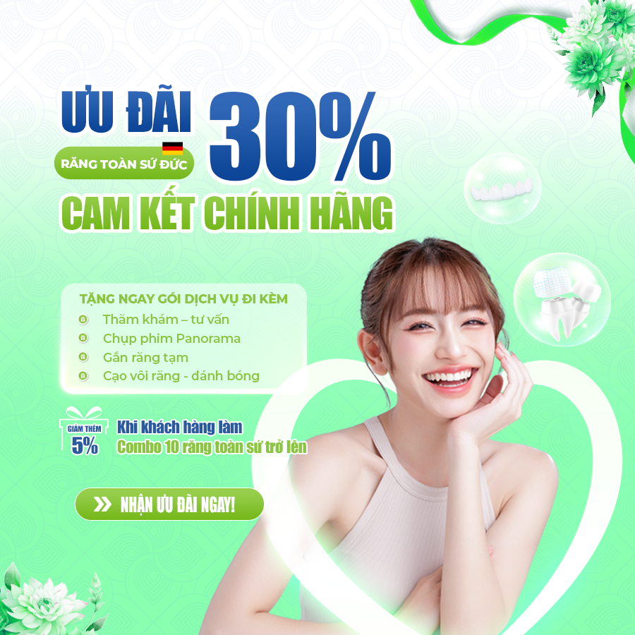 Ưu đãi Răng toàn sứ Đức 30%
